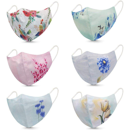 Women's Digital Flower Printed Pure Cotton Face Mask